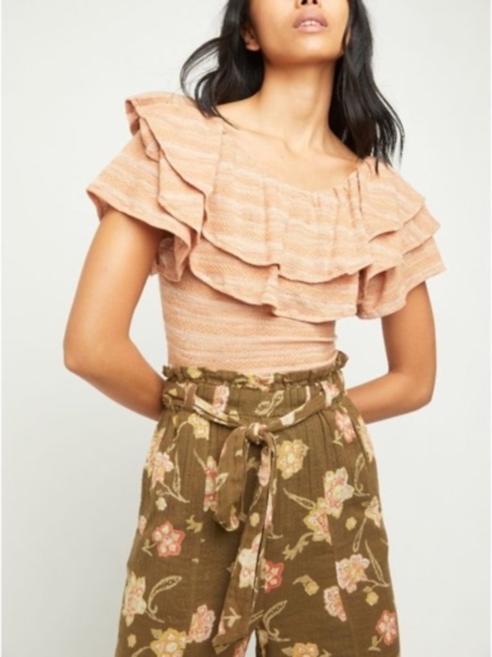 NWT Free People Heirloom Top in Doe Combo Size Large